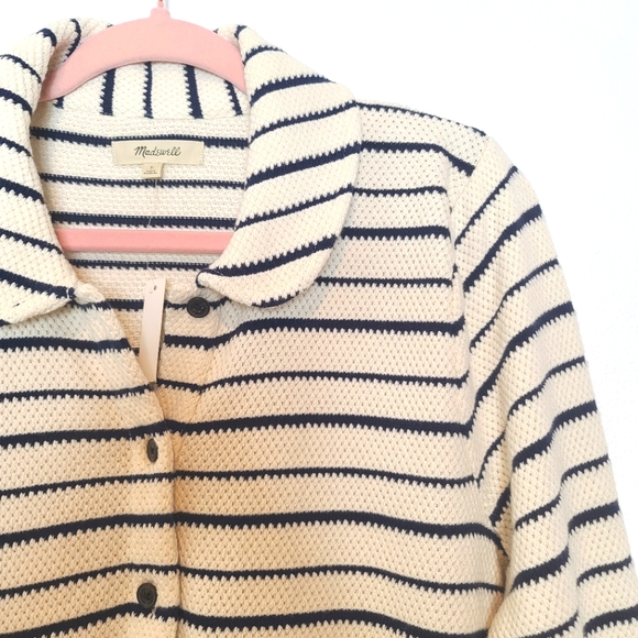MADEWELL Striped Button-Front Collared Knit Cardigan - Picture 9 of 12